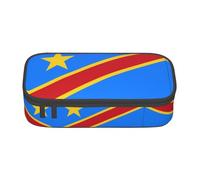 ZHAOUR Pencil Case with Flag of The Congo Full-Print Design â€“ Multi-Purpose Organizer â€“ Durable Oxford Cloth, Multiple Compartments
