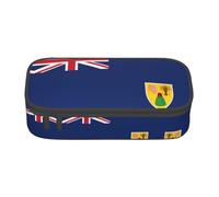 ZHAOUR Pencil Case with Flag of The Turks and Caicos Islands Full-Print Design – Multi-Purpose Organizer – Durable Oxford Cloth, Multiple Compartments