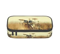 ZHAOUR Pencil Case with Music Drum in Field Full-Print Design â€“ Multi-Purpose Organizer â€“ Durable Oxford Cloth, Multiple Compartments