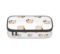 ZHAOUR Pencil Case with Pug Full-Print Design – Multi-Purpose Organizer – Durable Oxford Cloth, Multiple Compartments