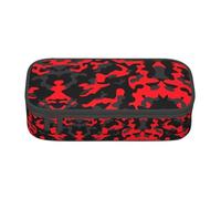 ZHAOUR Pencil Case with Red Camo Full-Print Design â€“ Multi-Purpose Organizer â€“ Durable Oxford Cloth, Multiple Compartments