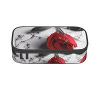 ZHAOUR Pencil Case with Rote Rose1 (1) Full-Print Design â€“ Multi-Purpose Organizer â€“ Durable Oxford Cloth, Multiple Compartments