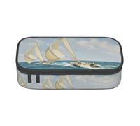 ZHAOUR Pencil Case with Sailboat Ship Landscape Full-Print Design â€“ Multi-Purpose Organizer â€“ Durable Oxford Cloth, Multiple Compartments