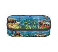 ZHAOUR Pencil Case with Sea World Full-Print Design â€“ Multi-Purpose Organizer â€“ Durable Oxford Cloth, Multiple Compartments