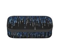 ZHAOUR Pencil Case with The Blue Binary Full-Print Design – Multi-Purpose Organizer – Durable Oxford Cloth, Multiple Compartments
