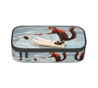 ZHAOUR Pencil Case with Water Skiing Fox Squirrel Full-Print Design â€“ Multi-Purpose Organizer â€“ Durable Oxford Cloth, Multiple Compartments