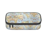 ZHAOUR Pencil Case with World map Full-Print Design â€“ Multi-Purpose Organizer â€“ Durable Oxford Cloth, Multiple Compartments