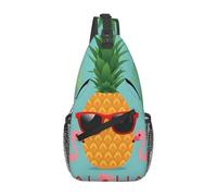 ZHAOUR Pineapple Flamingo Print Cross Chest Bag - Lightweight Hiking Daypack with Zippers, Travel Sling for Unisex Daily & Outdoor Use