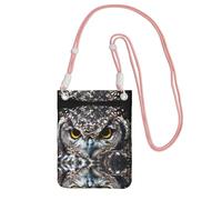 ZHAOUR Pink Universal Crossbody Phone Bag â€“ Lightweight Yellow eyed owl Print Purse, Perfect for Shopping, and Outdoor Activities
