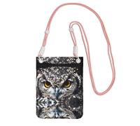 ZHAOUR Pink Universal Crossbody Phone Bag â€“ Lightweight Yellow eyed owl Print Purse, Perfect for Shopping, and Outdoor Activities