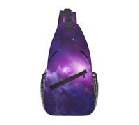 ZHAOUR Purple&Blue Galaxy Print Cross Chest Bag - Lightweight Hiking Daypack with Zippers, Travel Sling for Unisex Daily & Outdoor Use