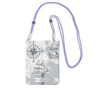 ZHAOUR Purple Universal Crossbody Phone Bag â€“ Lightweight boat Map Print Purse, Perfect for Shopping, and Outdoor Activities