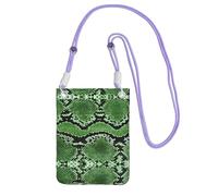 ZHAOUR Purple Universal Crossbody Phone Bag â€“ Lightweight Green Snakeskin Print Purse, Perfect for Shopping, and Outdoor Activities