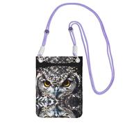 ZHAOUR Purple Universal Crossbody Phone Bag â€“ Lightweight Yellow eyed owl Print Purse, Perfect for Shopping, and Outdoor Activities