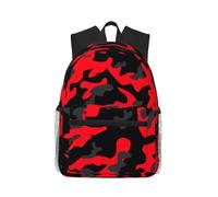 ZHAOUR Red Camo Print Canvas Backpack with Adjustable Strap | Casual Daypack Travel Season Boys Girls Lightweight Middle Further Studies Fashion Youth Adjustable