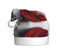 ZHAOUR Rote Rose1 (1) Print Christmas Hat for Adults - Comfortable Xmas New Year Santa Favors Hats, Holiday Festive Headwear