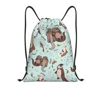 ZHAOUR S Adjustable Drawstring Cartoon Cute Otter Print Bags Backpack