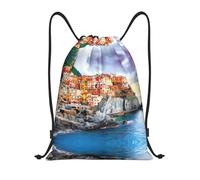 ZHAOUR S Adjustable Drawstring Cinque Terre scenery Print Bags Backpack