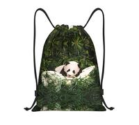 ZHAOUR S Adjustable Drawstring Cute Little Panda Print Bags Backpack