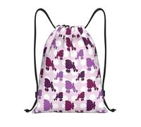 ZHAOUR S Adjustable Drawstring purple Poodle Polka Dot Print Bags Backpack