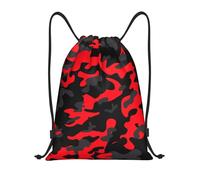ZHAOUR S Adjustable Drawstring Red Camo Print Bags Backpack | Gym Traveling Sport Beach Swimming Shopping Yoga String Trip Sack Dance Travel Carry-On Luggage Camping Hiking