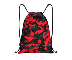 ZHAOUR S Adjustable Drawstring Red Camo Print Bags Backpack | Gym Traveling Sport Beach Swimming Shopping Yoga String Trip Sack Dance Travel Carry-On Luggage Camping Hiking