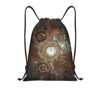 ZHAOUR S Adjustable Drawstring Steampunk Clock Print Bags Backpack