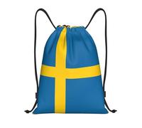 ZHAOUR S Adjustable Drawstring Swedish flag Print Bags Backpack