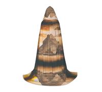 ZHAOUR S Halloween Hooded Cape â€“ Unisex Vintage Great Egyptian Pyramid Print Cosplay Robe for Witch, Magician â€“ Party Masquerade Costume