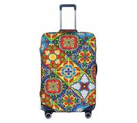 ZHAOUR S Suitcase Cover Protector â€“ Elastic Mexican Ceramic Tile Print Luggage Travel Accessories for Business Trips