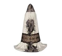 ZHAOUR S Unisex Halloween Broken wall elephant Print Hooded Cape Costume