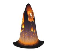 ZHAOUR S Unisex Halloween Chinese Flying Lanterns Print Hooded Cape Costume