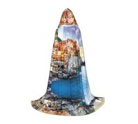 ZHAOUR S Unisex Halloween Cinque Terre scenery Print Hooded Cape Costume