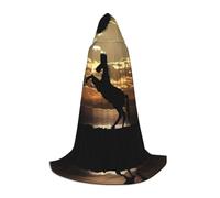 ZHAOUR S Unisex Halloween The Sunset Stallion (1) Print Hooded Cape Costume