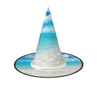 ZHAOUR Scenic sea water Print Halloween Hat Wizard Party Decor 2 PCS