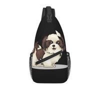 ZHAOUR Shih Tzu Dog Print Cross Chest Bag - Lightweight Hiking Daypack with Zippers, Travel Sling for Unisex Daily & Outdoor Use