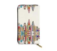 ZHAOUR Stylish Cartoon Austin Texas Print Leather Wallet â€“ Lightweight Bifold Clutch, Multiple Card Slots & Zipper Coin Pocket