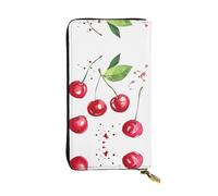 ZHAOUR Stylish Cute Little Cherry Print Leather Wallet - Lightweight Bifold Clutch, Multiple Card Slots & Zipper Coin Pocket