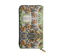 ZHAOUR Stylish Jungle Tigers Cub Print Leather Wallet - Lightweight Bifold Clutch, Multiple Card Slots & Zipper Coin Pocket