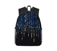 ZHAOUR the Blue Binary Print Canvas Backpack with Adjustable Strap | Casual Daypack Travel Season Boys Girls Lightweight Middle Further Studies Fashion Youth Adjustable