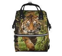ZHAOUR Tiger in The Jungle Print Mummy Backpack Large Capacity Diaper Bag | Storage box trip Large capacity Diaper bag climbing School bag Laptop College Book Bag Outdoor Casual Daypack