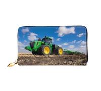ZHAOUR Tractor Farm Print Leather Wallet - Long Clutch for Women, Thin & Lightweight Bifold Checkbook Wallets, Card Holder
