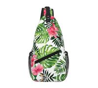 ZHAOUR Tropical Leaves Print Cross Chest Bag â€“ Unisex Travel Sling Backpack, Diagonal Front-Body Carry for Daypack & Casual Use
