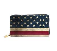 ZHAOUR U.S. Flag Print Leather Wallet - Long Clutch for Women, Thin & Lightweight Bifold Checkbook Wallets, Card Holder