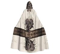 ZHAOUR Unisex Adult Broken wall elephant Print Halloween Hooded Cloak - Witch Capa, Themed Cape for Cosplay, Party, Carnival