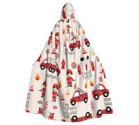 ZHAOUR Unisex Adult Halloween Hooded Cloak – Little Boys and Girls in FireFighters Full Print Cosplay Costume Cape – Comfortable and Durable Robe