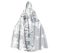 ZHAOUR Unisex Adult Halloween Hooded Cloak - boat Map Full Print Cosplay Costume Cape - Comfortable and Durable Robe