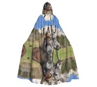 ZHAOUR Unisex Adult Halloween Hooded Cloak - Funny Donkey Full Print Cosplay Costume Cape - Comfortable and Durable Robe