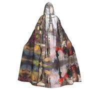 ZHAOUR Unisex Adult Halloween Hooded Cloak - Rainy Street In Paris Full Print Cosplay Costume Cape - Comfortable and Durable Robe