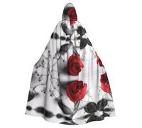 ZHAOUR Unisex Adult Halloween Hooded Cloak - Rote Rose1 (1) Full Print Cosplay Costume Cape - Comfortable and Durable Robe